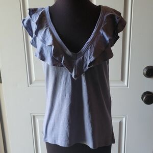 White House Black Market Ruffled Sleeveless Blouse